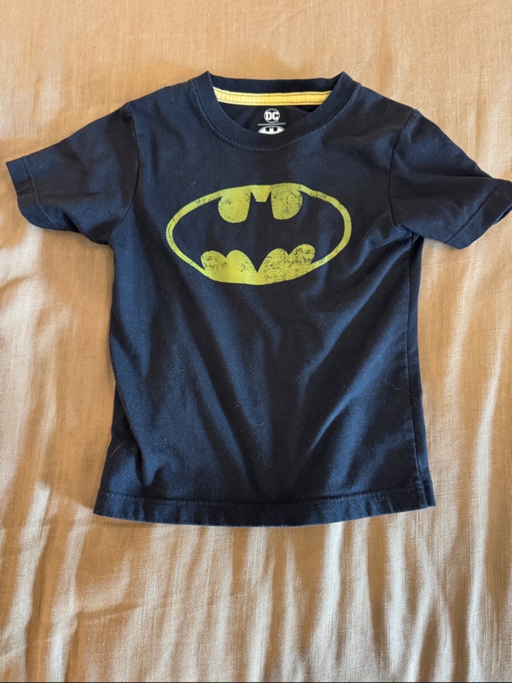 DC Boys Black Short Sleeve Batman Logo Tee with Yellow Graphic